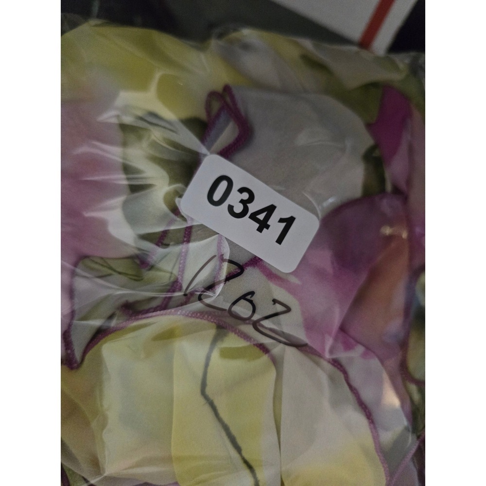 Floral Watercolor V-Neck Smocked Waist Handkerchief Hem Midi Dress Purple Pink - Picture 5 of 5